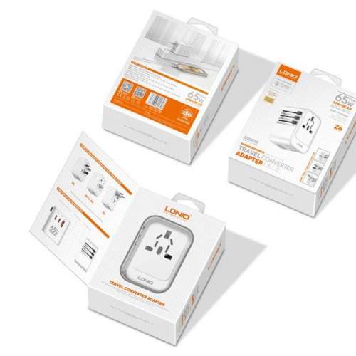LDNIO 65W GaN 2 PD + 1 QC 3.0 Z6 全球旅行轉換插