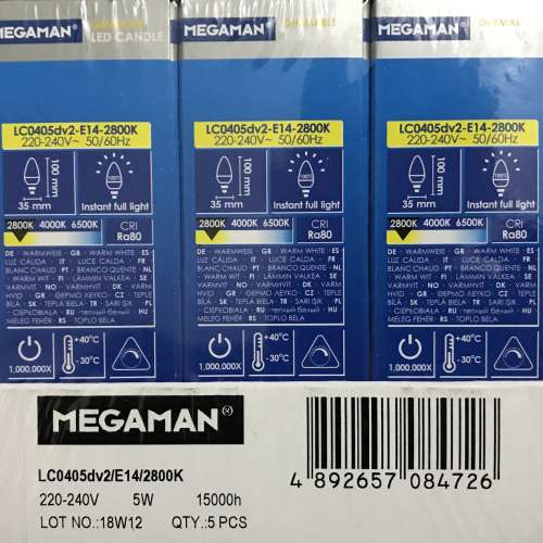 曼佳美 Megaman 可調光暗 蠟燭型燈泡