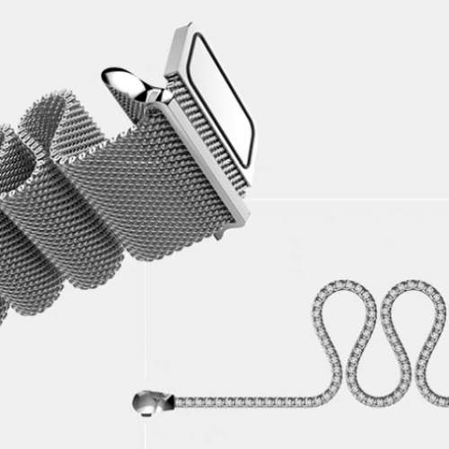 Apple Watch 44/45mm 銀色不鏽鋼織錶帶 SE/4/5/6/7代通用