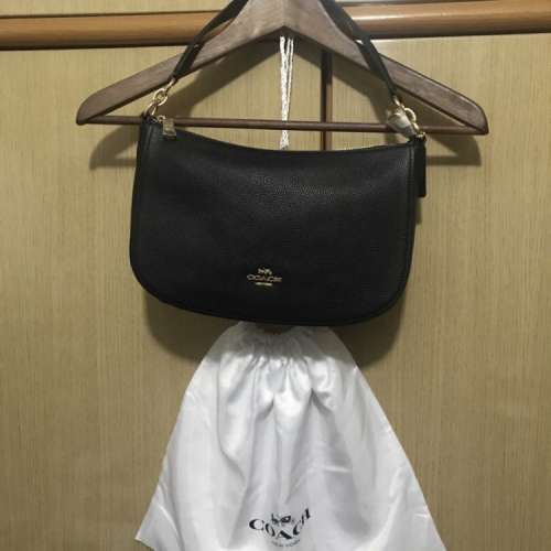 全新 Coach Pebble Chelsea Crossbody 黑色簡約單肩手袋 可斜揹