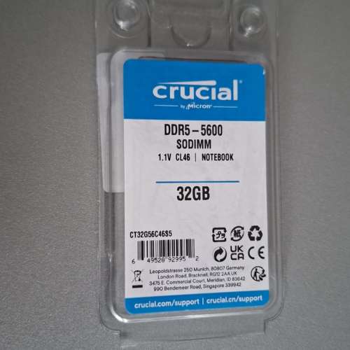 Crucial DDR5-5600 SODIMM 32GB (CT32G56C46S5) notebook ram