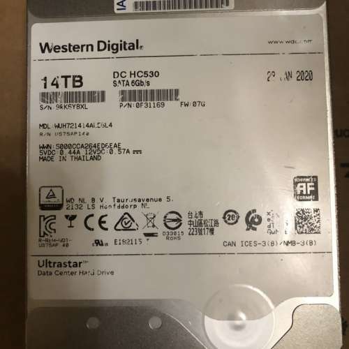 Western Digital Ultrastar 14TB 硬碟 HC530