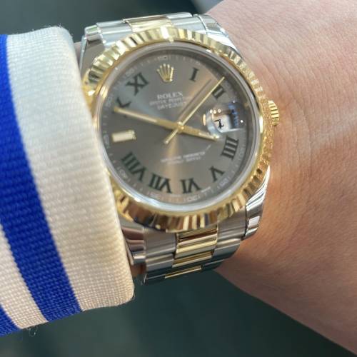 ROLEX 116333 溫布頓特別版 金鋼灰面綠字 9格帶 出世咭 $84800