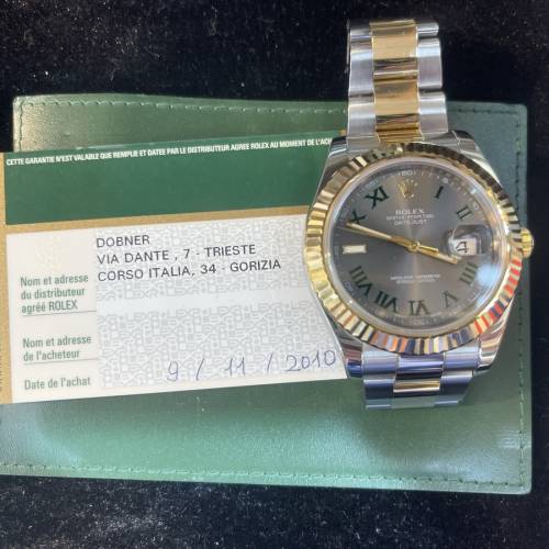 ROLEX 116333 溫布頓特別版 金鋼灰面綠字 9格帶 出世咭 $84800