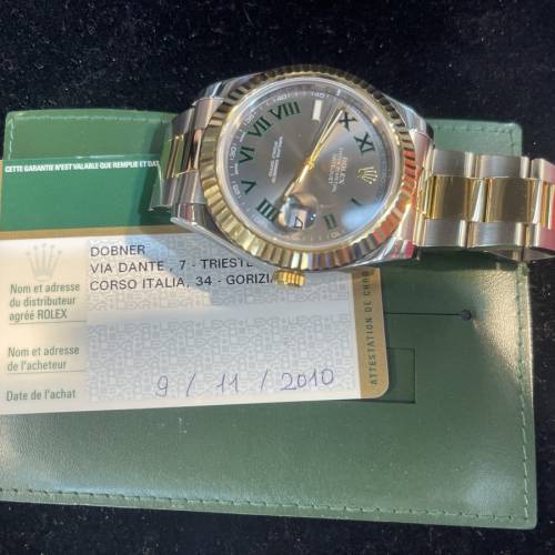 ROLEX 116333 溫布頓特別版 金鋼灰面綠字 9格帶 出世咭 $84800