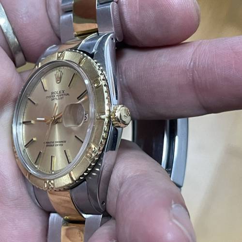 好L靚😂 Rolex 1625 舊裝金鋼爬山虎 可轉動黃金外圈 膠鏡 全自動1570機芯 送代用帶...