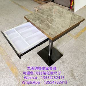 岩板不鏽鋼包邊餐枱，冰室卡位餐枱訂造廠家眾美德家具可開BS7176防火證書，訂造防火...