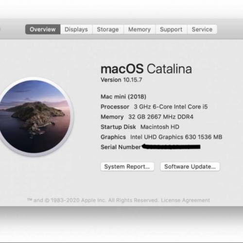 2018 Mac Mini 3GHz 六核 i5 32GB RAM 512G SSD