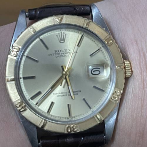 好L靚😂 Rolex 1625 舊裝金鋼爬山虎 可轉動黃金外圈 膠鏡 全自動1570機芯 原裝包金...