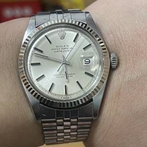 ROLEX 1601 經典鋼皇 黑骨釘 K金狗牙圈 1570機芯 6251H炮仗帶18格 $26800