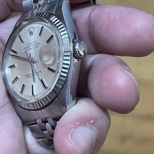 ROLEX 1601 經典鋼皇 黑骨釘 K金狗牙圈 1570機芯 6251H炮仗帶18格 $26800