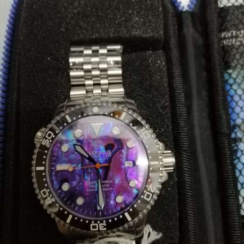 全新 Deepblue 紫色鮑魚面 300m 潛水錶 Deep blue 手錶