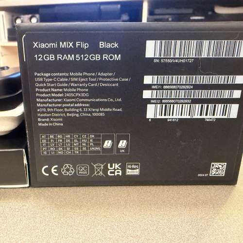 出售Xiaomi MIX Flip 摺疊手機，黑色， 99.9%新