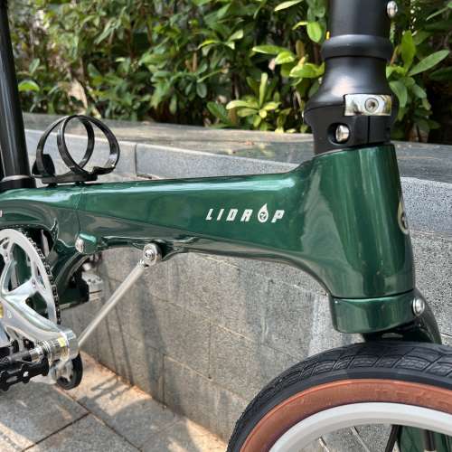 靚價 M把 復古 郵政綠色  Lidrop 一丁點 pro版 H01 5速16吋碟剎碳纖維折叠車 送水架...