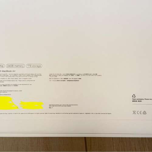 M5 13" MacBook Air 24GB ram 1TB  storage 天藍色 全新未開封