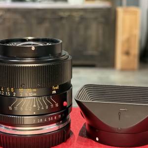 Leica Summicron-R 35mm f2 v1 lens with hood and adapter to Canon EOS