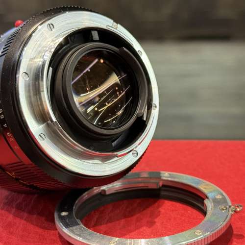 Leica Summicron-R 35mm f2 v1 lens with hood and adapter to Canon EOS