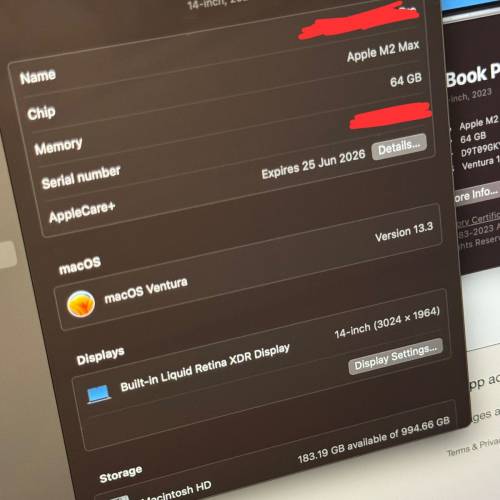 Apple MacBook Pro 14-inch (2023) M2 Max 64GB  (With Apple Care)