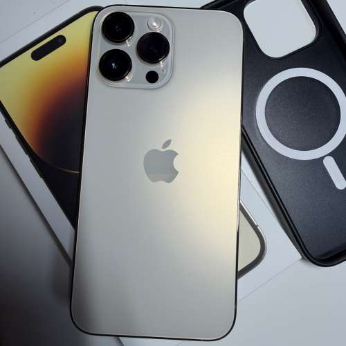 99%New iPhone 14 Pro Max 128GB 行貨1手機 金色、電78%100 %正常操作、有盒全套全...