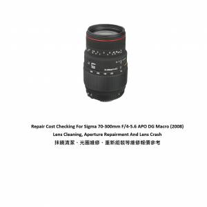 Repair Cost Checking For Sigma 70-300mm F/4-5.6 APO DG Macro (2008) Lens Clean
