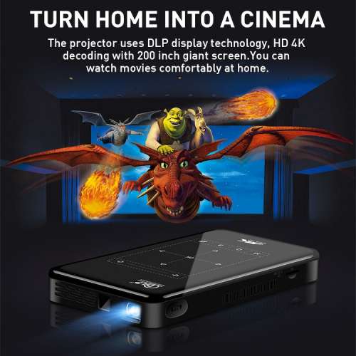DLP 4K LED Mini Projector   迷你口袋型 安卓系統 輕觸式 智能微型投影機