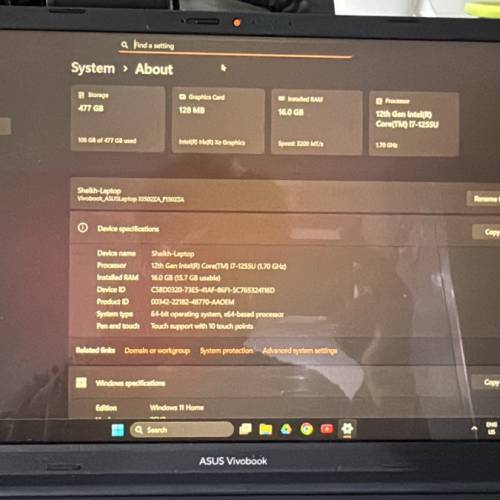 Asus Vivobook 15&rdquo; Intel i7 12th Gen 512 GB SDD 16 GB RAM