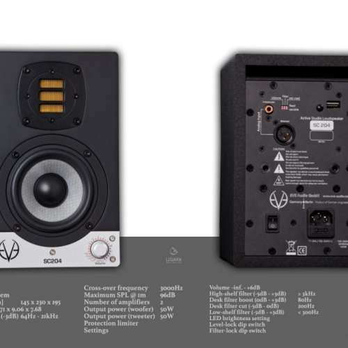 一對 EVE audio SC204 4吋 有源監聽喇叭 Active 2-way nearfield studio monitor s...