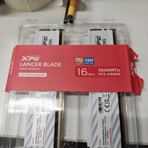 ADATA XPG LANCER BLADE DDR5 5600 32GB KIT (16GB X2) 白色