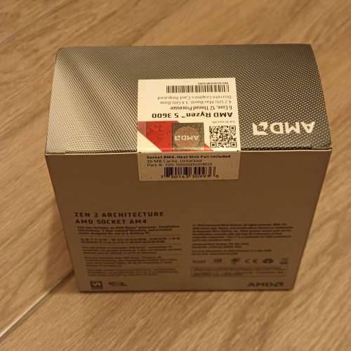 [全新未開盒] AMD Ryzen 5 3600X (6C/12T) 盒裝全套 (原封貼紙未動)