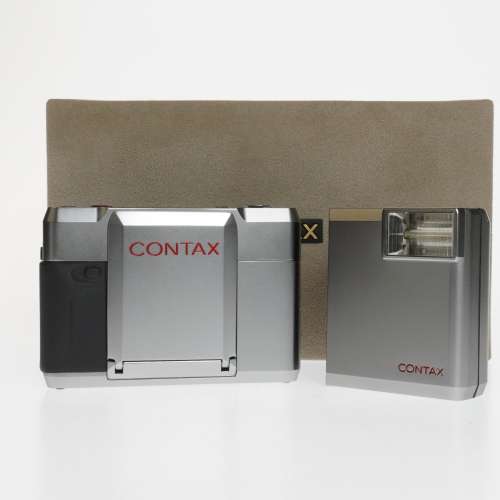 Contax T Silver Rangefinder Film Camera #5983 w/ T14 Flash Box Set