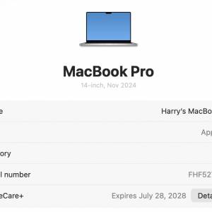 Macbook Pro M4 14" 24GB / 1TB / Applecare +