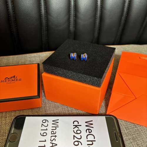 Hermes 電光藍Mini Pop H耳釘