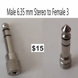 Male 6.35 mm Stereo to Female 3