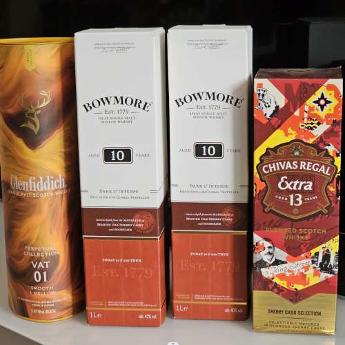 Glenfidich + Bowmore + Chivas 1公升 共4支