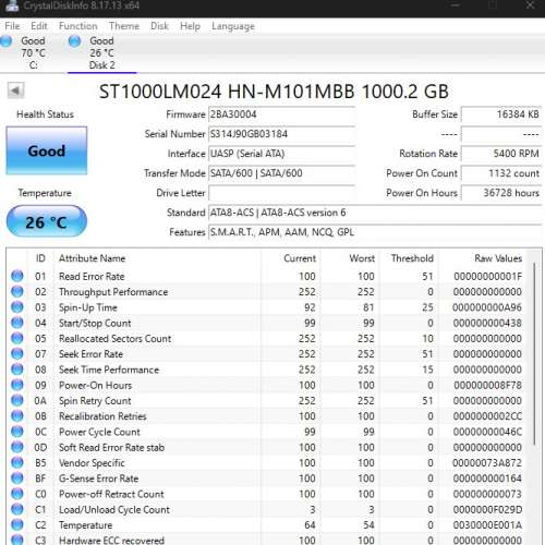 Segate 2.5吋 1TB 5400RPM HDD