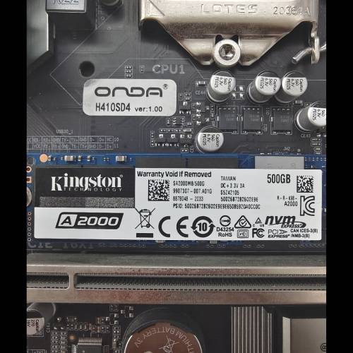 I3 10100F, Kingston A2000 512 m.2, H410 MATX