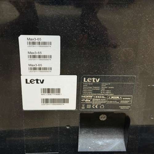 樂視Letv 65吋LED 電視 Series 3 Max65 4K 超高清 3D 超級電視 香港行貨