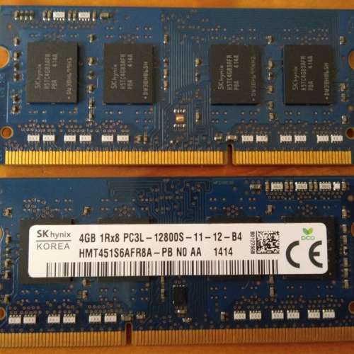 2條 DDR3L 12800S 4G SO-DIMM RAM