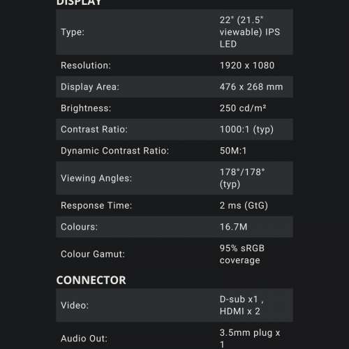 超低價 $99 平售 22吋 Viewsonic LED  高清Mon （內置喇叭）