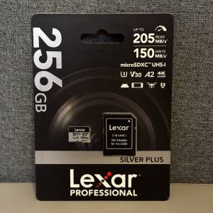 Lexar Professional Silver Plus UHS-I microSDXC 記憶卡 256GB [R:205 W:150]