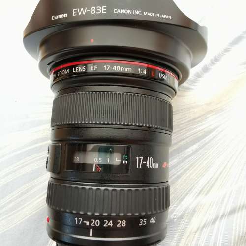 95% 新 Canon EF17-40mm  f4.0L USM 連 HOYA HMC 77mm Filter 及原裝遮光罩