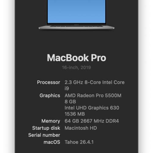 Apple MacBook Pro 16 A2141 | Intel 2.3GHz 8-Core i9 | 64GB RAM | 1TB SSD |