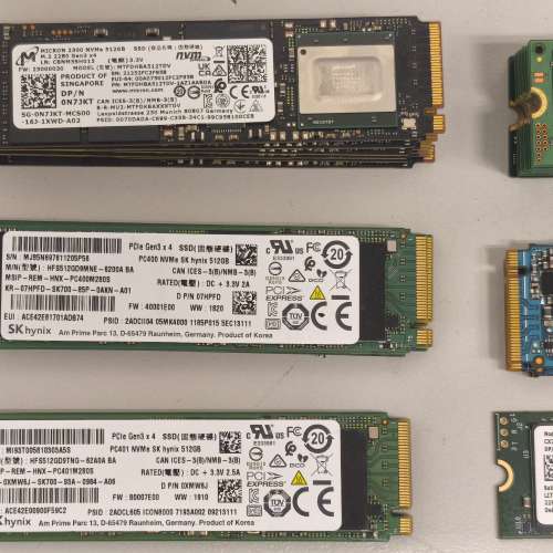 Samsung Toshiba SK M.2 512GB NVMe SSD 健康度96-100%