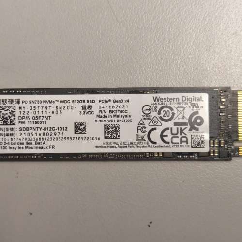 WD SN730 M.2 512GB NVMe SSD 全新