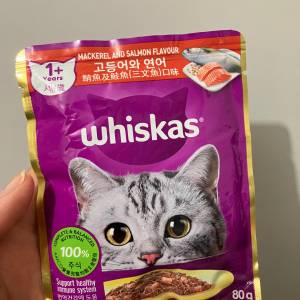Whiskas 偉嘉 主食餐包 貓濕糧妙鮮包 - 鯖魚及鮭魚（三文魚)口味 80G