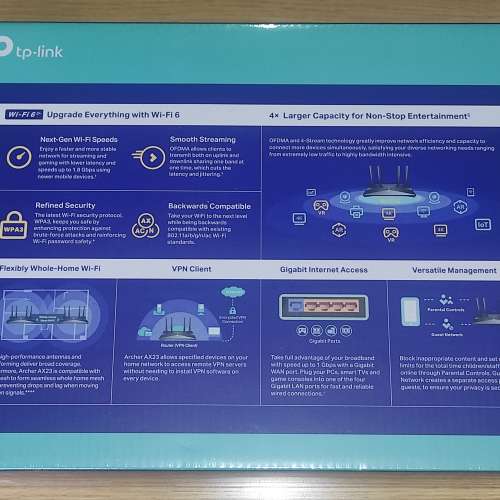 全新貨品 未拆膠紙 有收據作保養 TP-LINK ARCHER AX23 AX1800 DUAL BAND Wi-Fi 6 R...