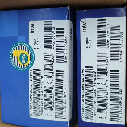 全新 Intel i7 12700F, i9 12900KF