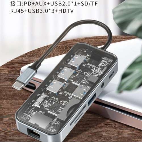 USB C 10合1多功能集線器 4K HDMI SD Card Reader 支援PD快速充電