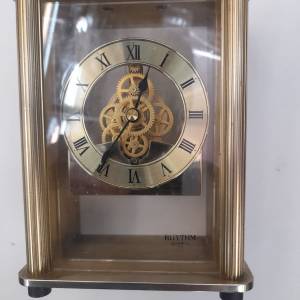 古董Vintage Rhythm Quartz Table Clock w/Skeleton Clock-Wheel Gear