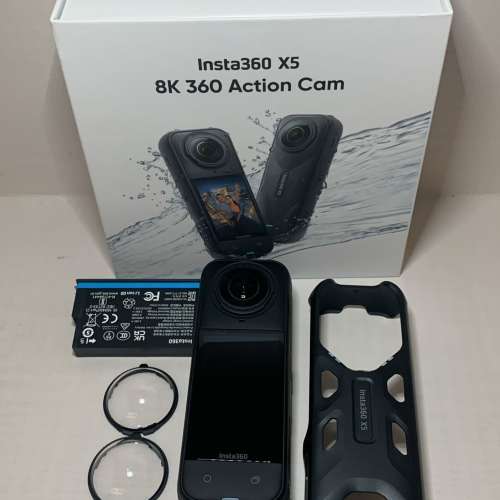 [觀塘實體店] 二手 Insta360 X5 (連高級玻璃鏡頭保護鏡+控溫握套) 行貨保養到26年5...